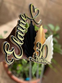 Topo de Bolo - Cora��o Folha Plissada - 30tou