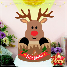 Topo de Bolo Cabe�a Rudolph