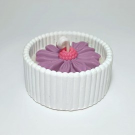 Vasinha em gesso com  vela aromtica (margarida) - 05 unidades