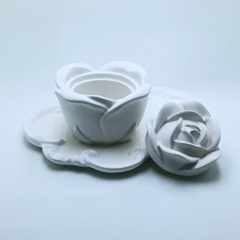 Conjunto Decorativo: Bandeja Proven�al + Pote em Formato de Rosa