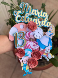 Topo de Bolo - Alice no Pa�s das Maravilhas