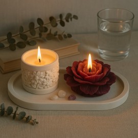 Kit Vasinho floral + Rosa (Velas artesanais)